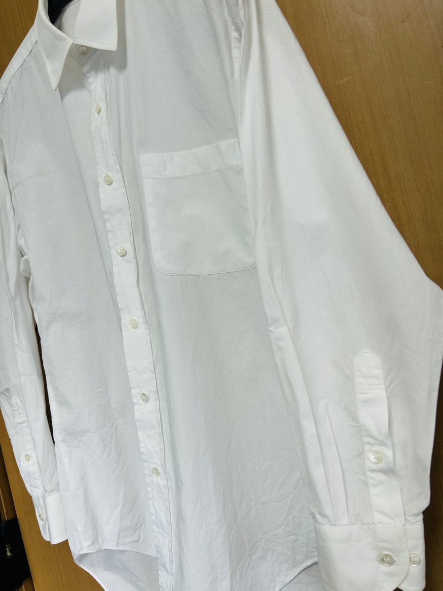 YVESSAINTLAURENT chemises SHIRTS イブサンローランシャツ ホワイト 白 39-80 綿100% 肩幅44cm身幅54cm袖丈55cm着丈72cm_画像2