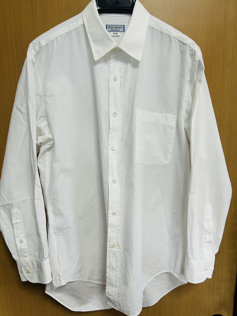 YVESSAINTLAURENT chemises SHIRTS イブサンローランシャツ ホワイト 白 39-80 綿100% 肩幅44cm身幅54cm袖丈55cm着丈72cm_画像1
