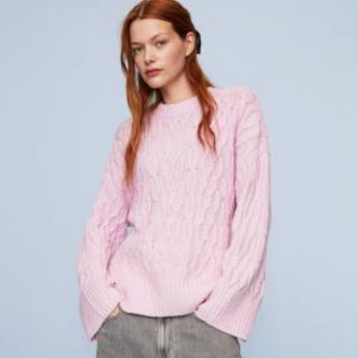 ピンクニット　ロング　ケーブルニットセーター　オーバーサイズ　ZARA タートルネック　グレイル　H&M 