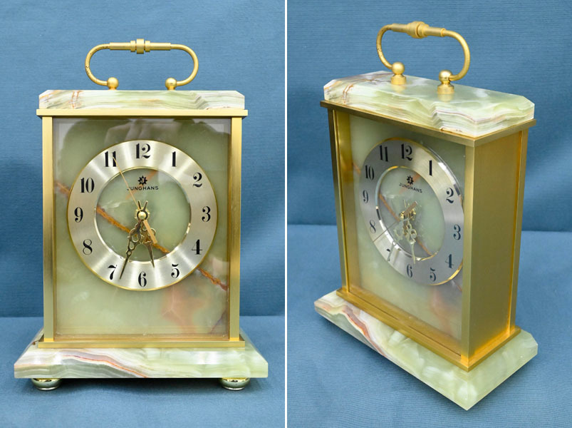 QM02 ユンハンス JUNGHANS クォーツ式 水晶時計 置時計 置き時計 金ゴールド
