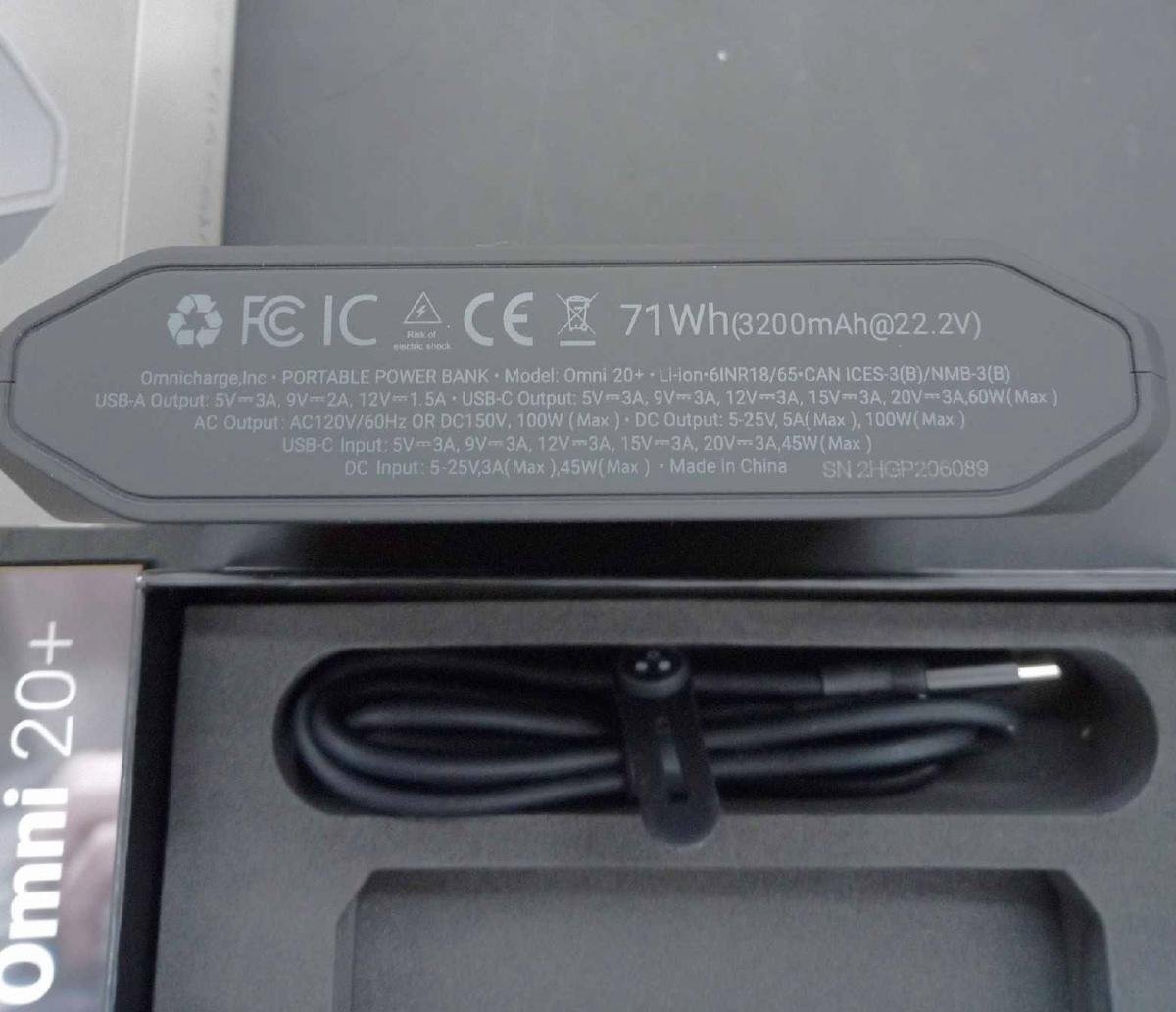 [未使用品] omnicharge ポータブル電源 Omni 20+ AC DC USB-C PD USB-A ワイヤレス 20000mAh オールインワン [須賀川店]_画像5