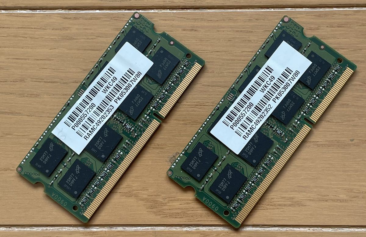 ★マイクロン　ノートパソコン用メモリー PC3L-12800S (DDR3L-1600) 4GB×2枚 dynabook T752で使用USED 匿名配送_画像1