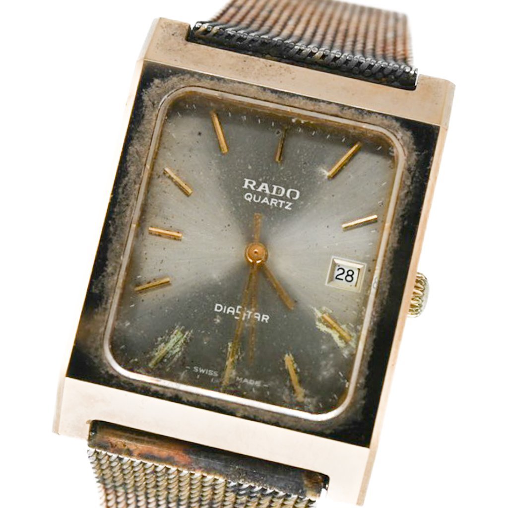 1円 RADO ラドー QZ デイト DIASTAR 711.0096.3 グレー文字盤 SS ベルト メンズ レディース 腕時計 クオーツ ウォッチ 中古 118520231124の画像1