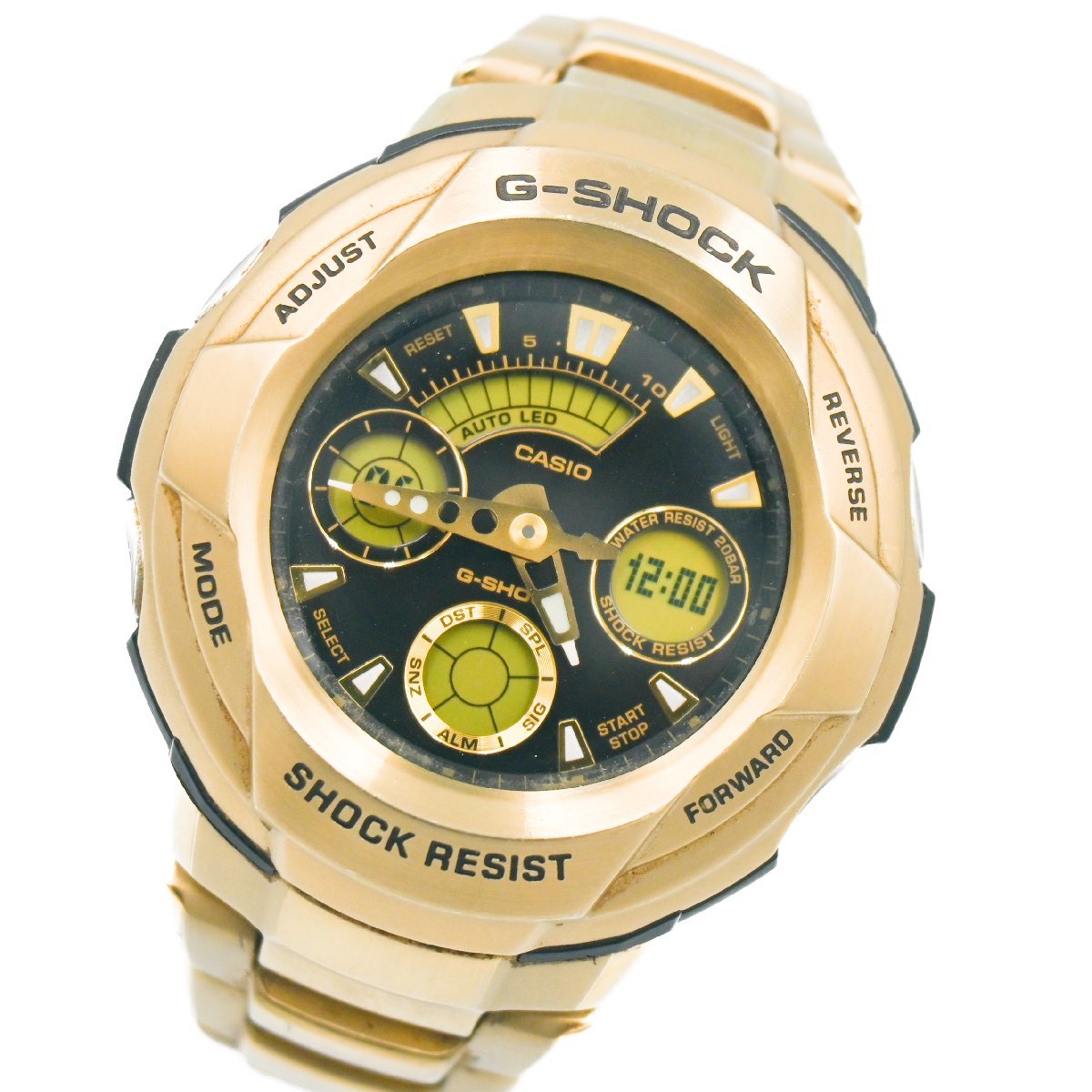 1円 稼働 CASIO カシオ G-SHOCK Gショック G-1800GD ゴールド フルメタル QZ クオーツ アナデジ ブラック文字盤 GP 腕時計 1262620240206_画像1