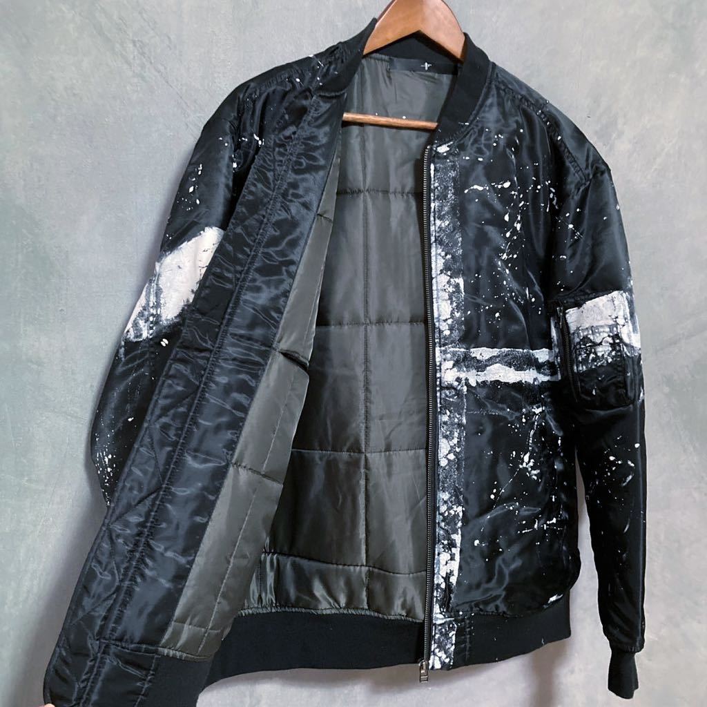  ограниченная модель NO ID No ID SPECIAL HAND PAINTED Splash краска MA-1 блузон "куртка пилота" size.ONE черный 