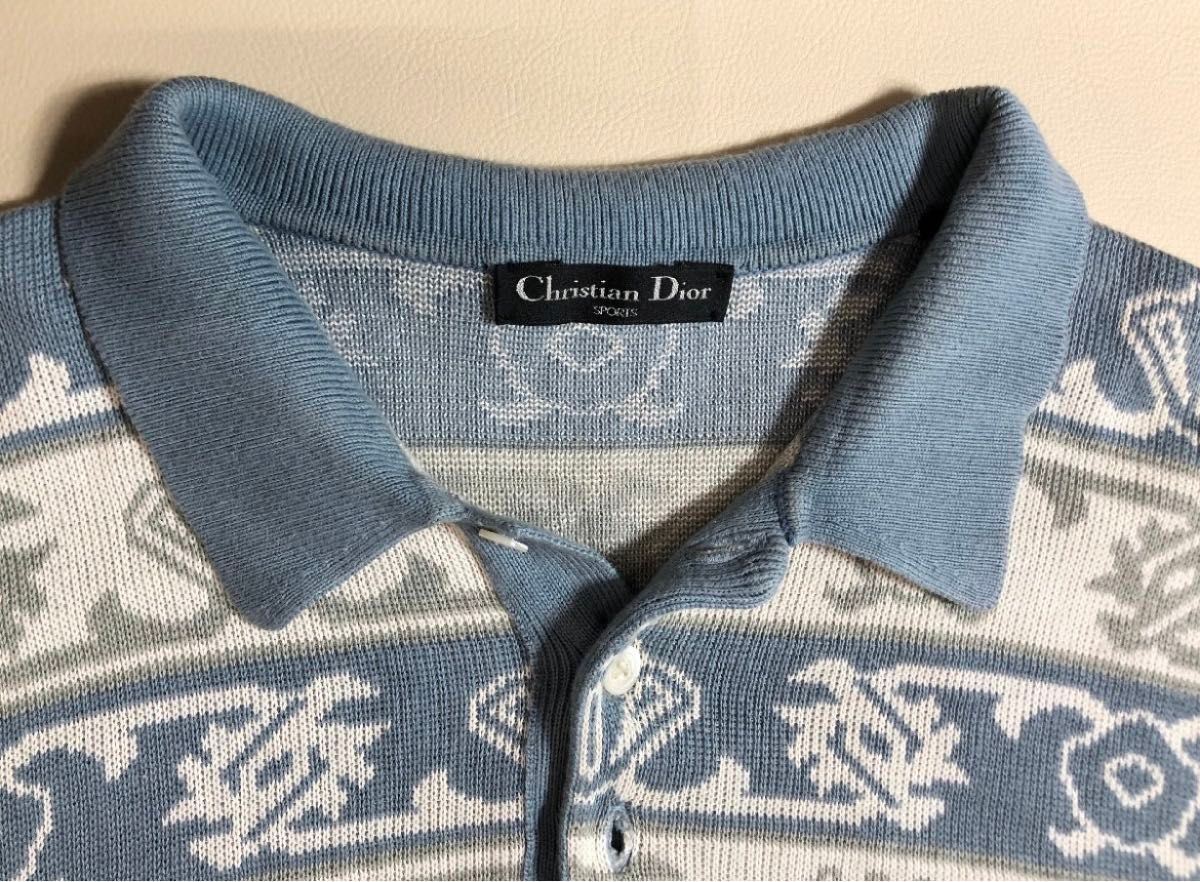 Christian Dior sports クリスチャンディオール ニット総柄 セーター トップス 衿付セーター ブルー系