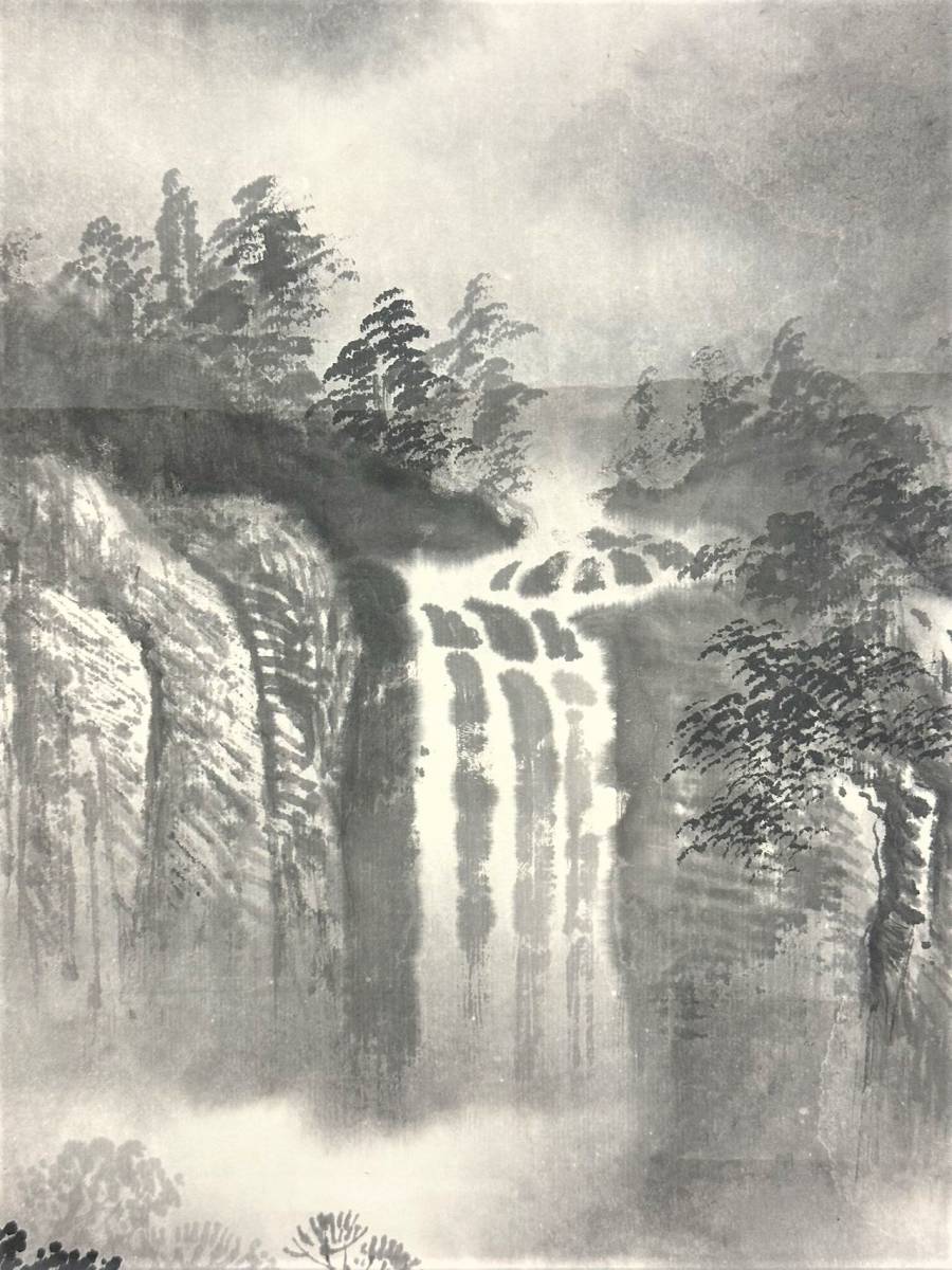 C123【清煙雲】水墨画 山水図 風景 中国画 掛軸 在銘 落款 現状 C123【清煙雲】水墨画 山水図 風景 中国画 掛軸 在銘 落款 現状