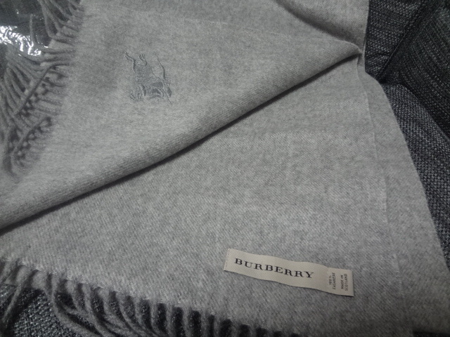 新品 BURBERRY バーバリー マフラー カシミヤ100% ユニセックス 色 グレー 灰色 サイズ 175cm×29.5cm_画像4