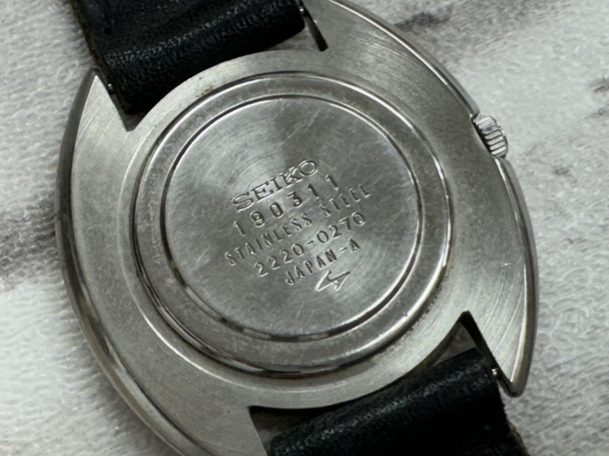 【40819.0205Y】中古品　☆　　SEIKO　稼働　手巻き　190311　2220-0270　セイコー　紺文字盤　ネイビー_画像3