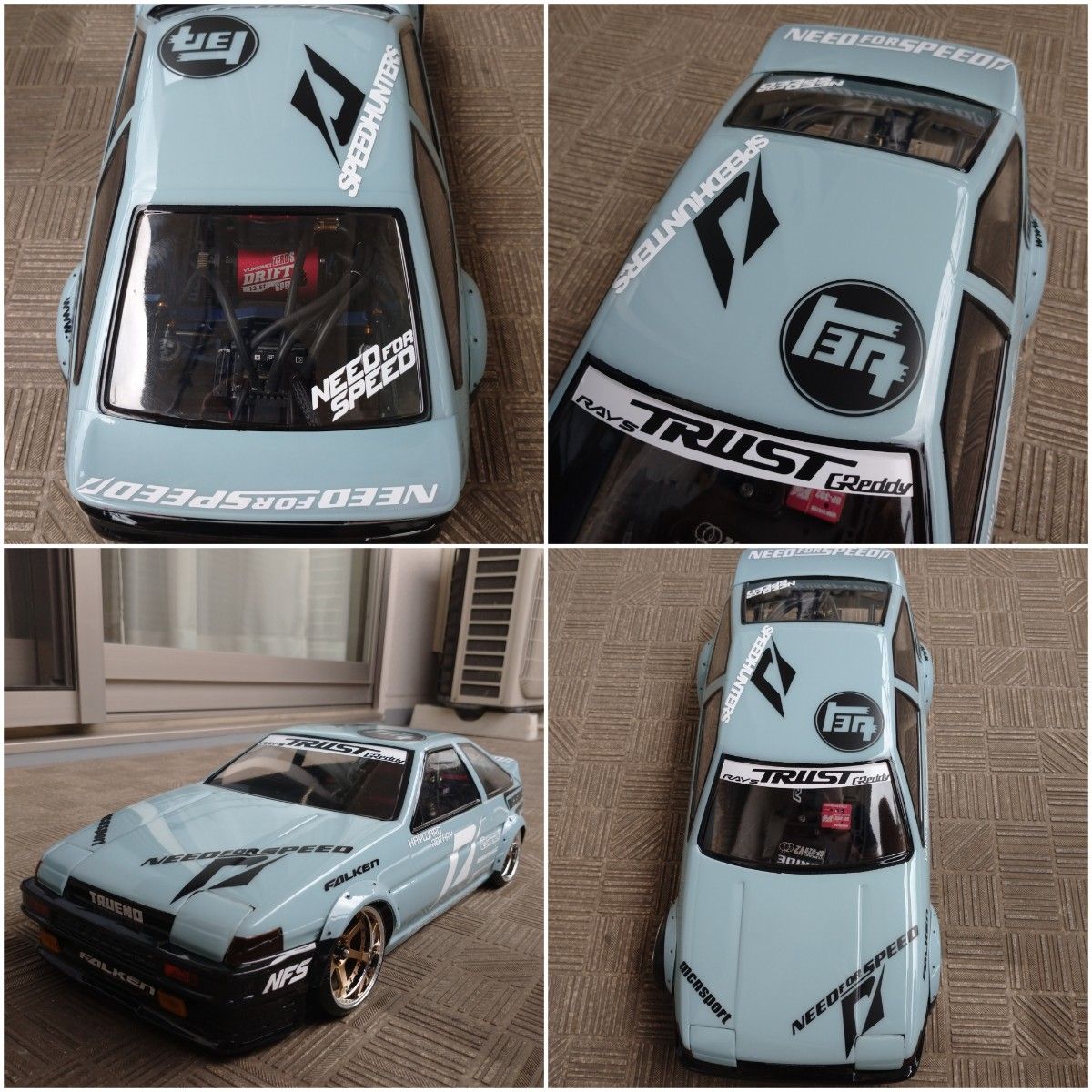 AE86 NFS仕様 1/10ラジコン ラジドリ ボディ用 カッティング ステッカー 金銀指定可 ラジドリ YD-2 RDX 