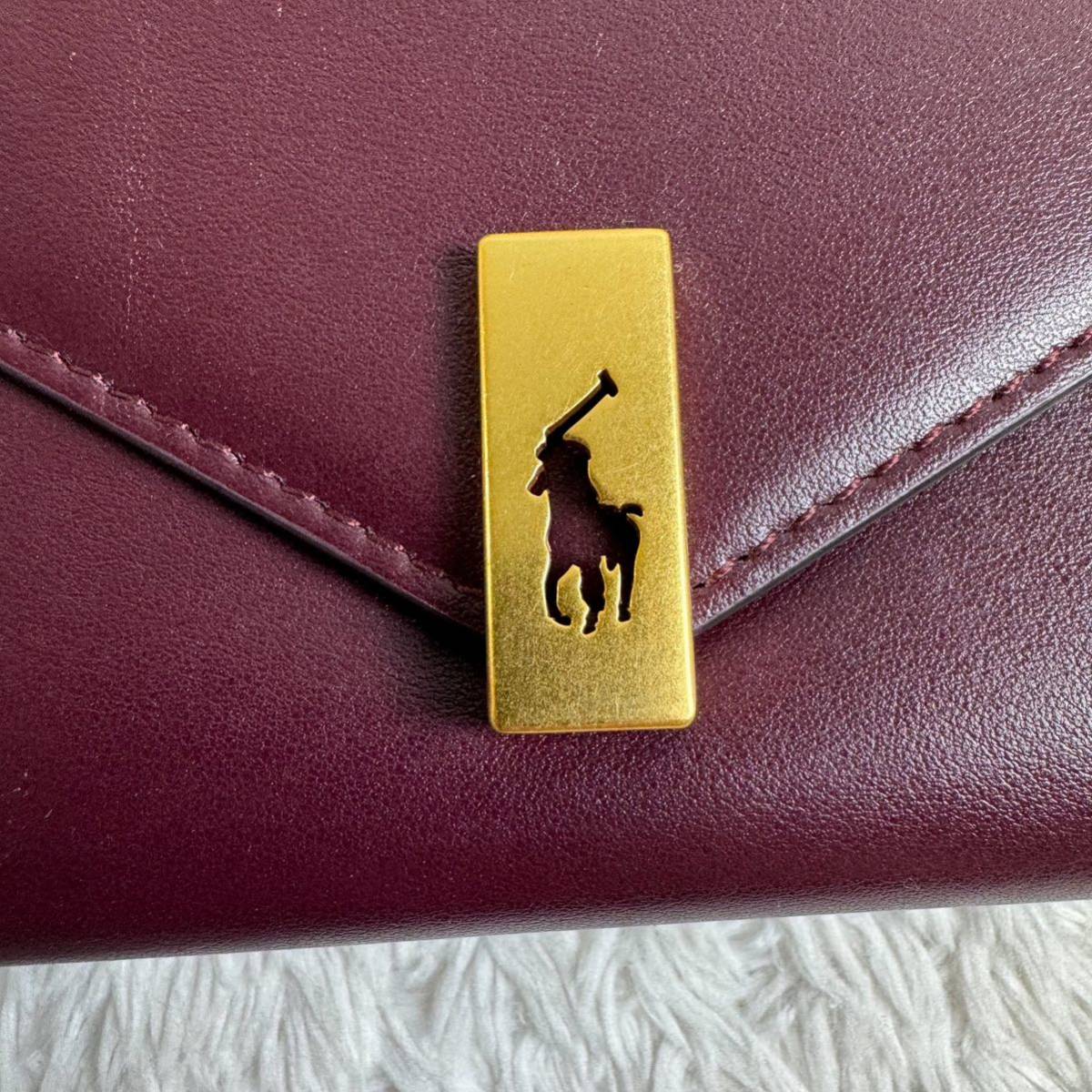 ポロラルフローレン　長財布　レザー　ロゴ金具　ボルドー　POLO RALPH LAUREN ロングウォレット_画像9