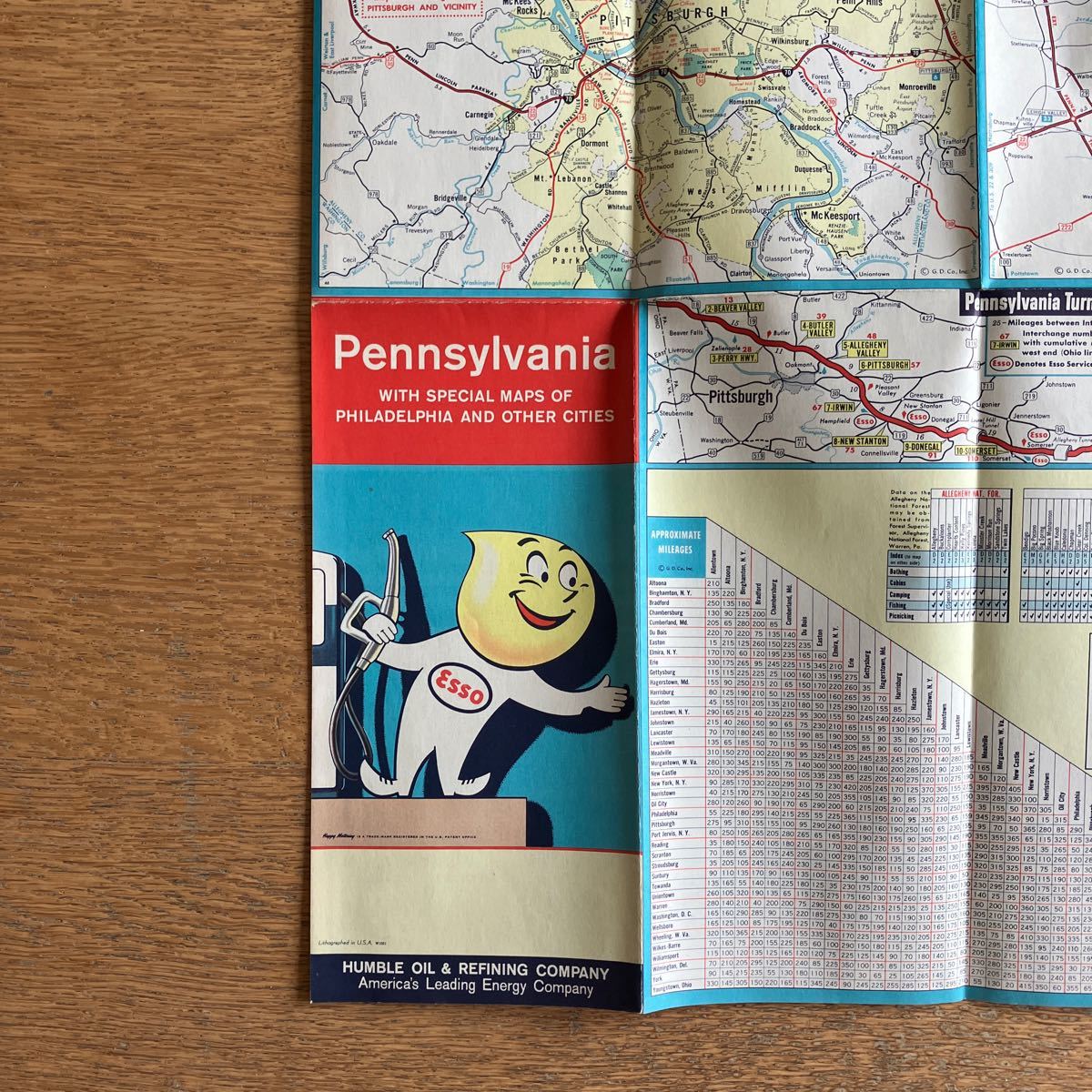 ESSO Pennsylvania エッソ アメリカ ペンシルベニア州 USA 観光マップ 地図 ヴィンテージ Happy Motoring_画像3