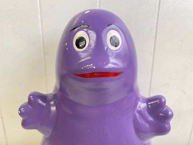 レア ! 80s ビンテージ マクドナルド グリマス コインバンク 貯金箱 陶器 フタ有り / McDonald's GRIMACE coin bank 1985 / 管理V13_画像1