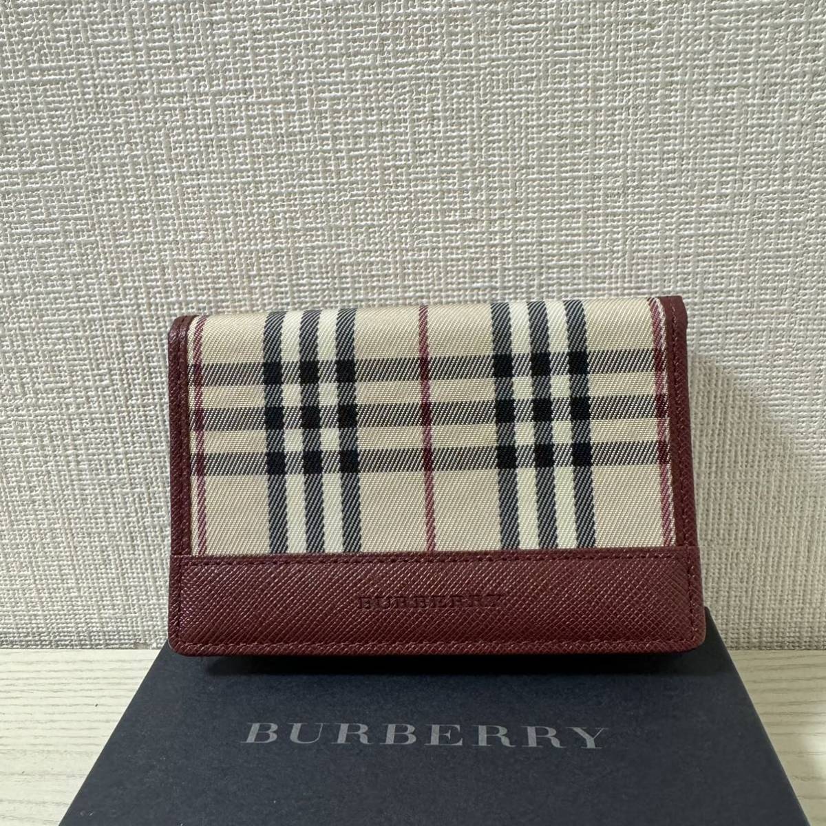 【大幅値下げ】【新品】BURBERRY バーバリー　名刺入れ　ボルドー　ノバチェック　カードケース_画像1