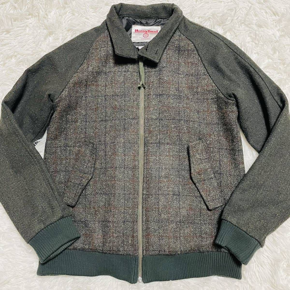 極美品 HARRIS TWEED×SEVENDAYS=SUNDAY ハリスツイード セブンデイズサンデー ブルゾン 切替 ウール チェック ヘリンボーン Lサイズ _画像2