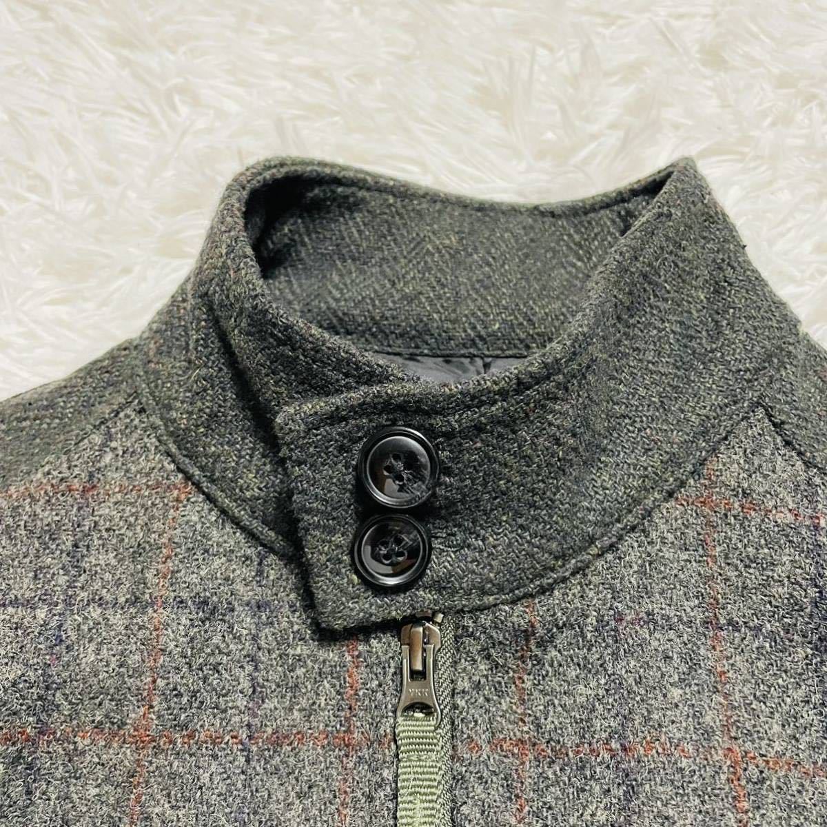 極美品 HARRIS TWEED×SEVENDAYS=SUNDAY ハリスツイード セブンデイズサンデー ブルゾン 切替 ウール チェック ヘリンボーン Lサイズ _画像4