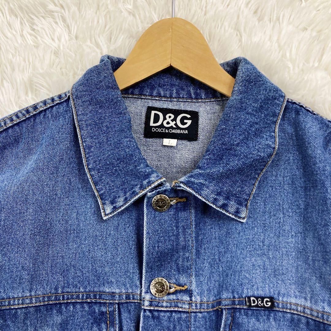 美品 ドルチェアンドガッパーナ DOLCE&GABBANA D&G デニムジャケット カバーオール アウター ロゴ金具 インディゴ XL位 メンズ ジージャン_画像5