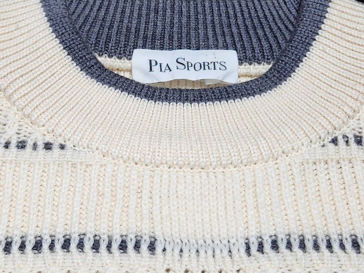 PIA SPORTS ピアスポーツ ニットセーター ホワイトグレー メンズ Ⅳの画像4