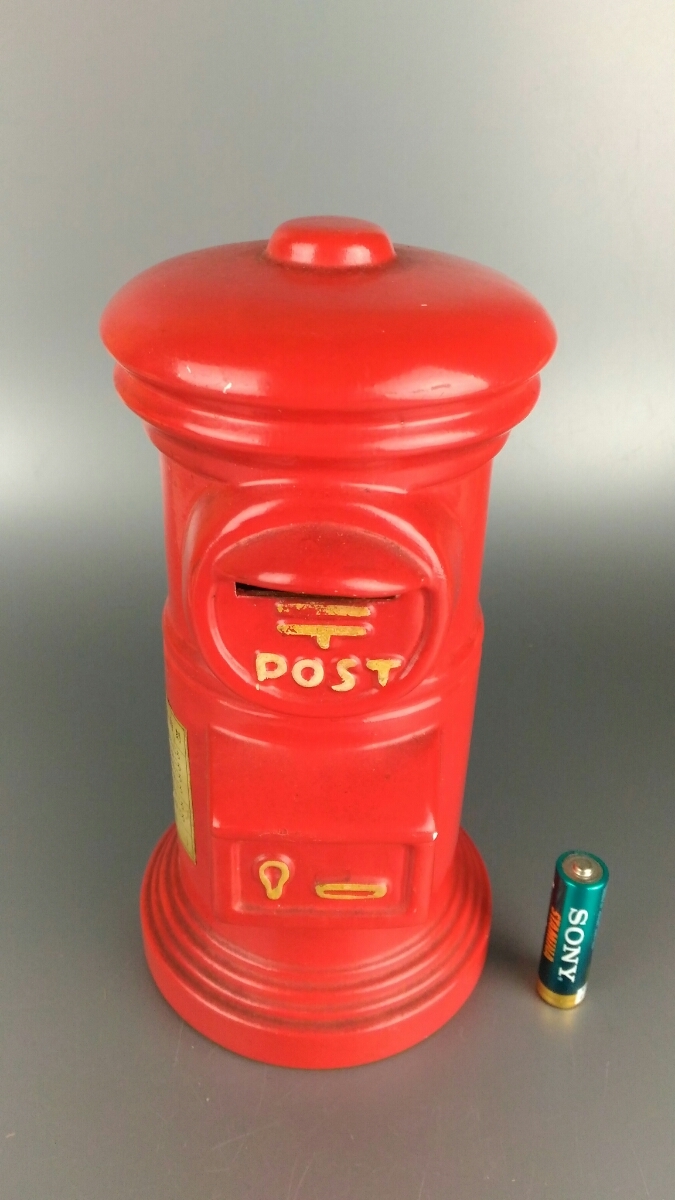 郵便ポストの貯金箱 インテリア 置物 ポストオフィス 郵便局 赤色 小物 在庫処分 お得 売り切り○49
