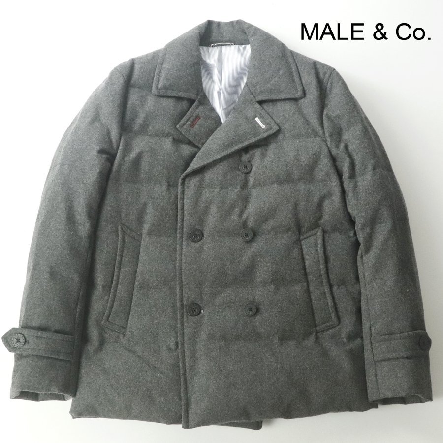 【コスパ最高 タカキューブランド！】極美品 Male＆Co. メイルアンドコー 起毛 サキソニーウール 6B ダブル ダウン Pコート グレー M_画像1