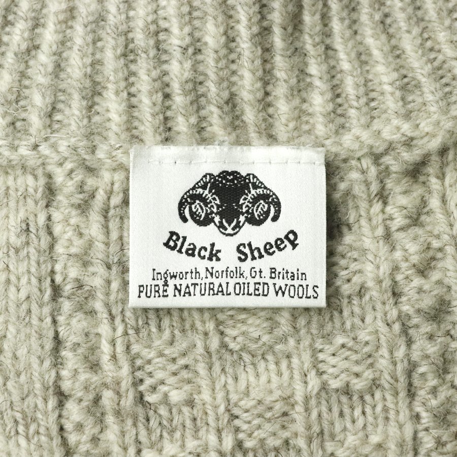 美品 英国製 BLACK SHEEP ブラックシープ アラン編み ニットカーディガン グレージュ M セーター フィッシャーマン【相場価格￥36,540-】-_画像8