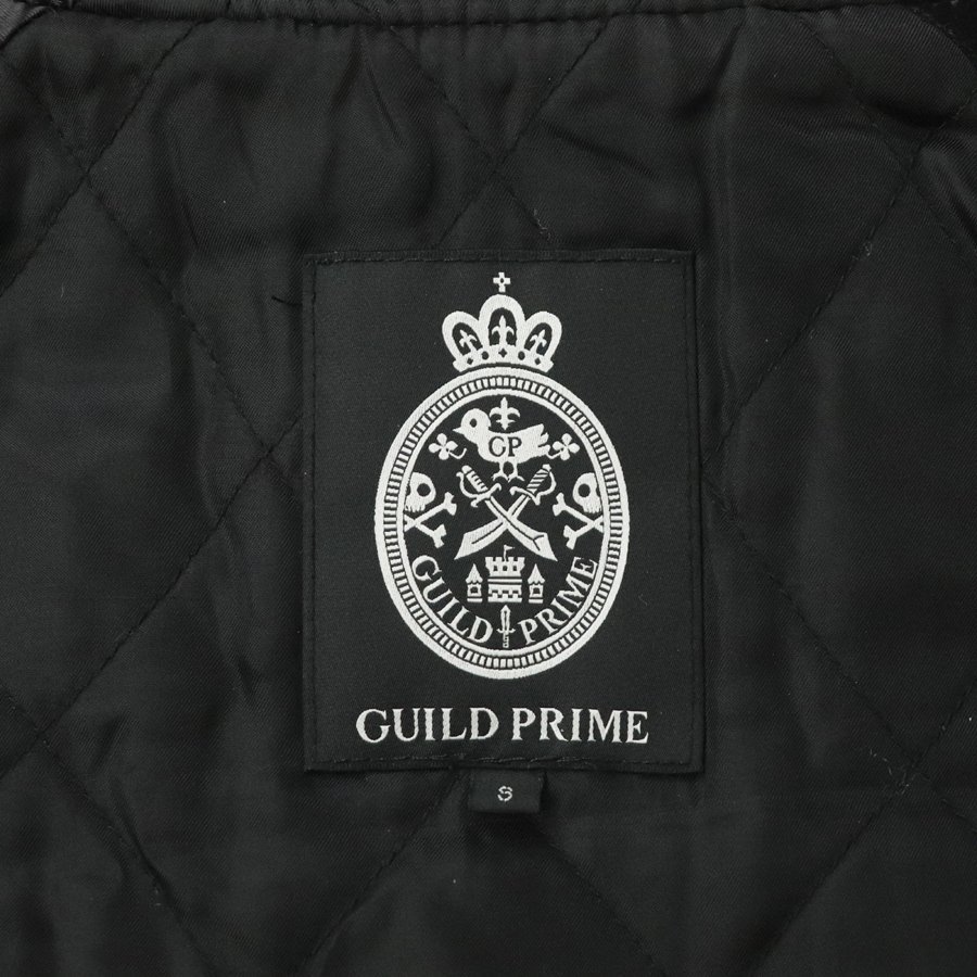 美品 GUILD PRIME ギルドプライム 羊革 ラムレザー ドンキーカラー メルトンウール 袖革スタジャン S 中綿入り【相場価格￥50,760-】の画像7