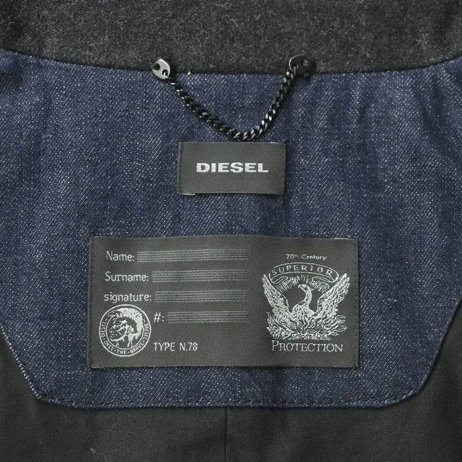 国内正規品 極美品トルコ製 DIESEL ディーゼル デニム切替 メルトンウール Pコート XS(JP:S)ピーコート ダブルブレスト【相場価格￥58,000-_画像6