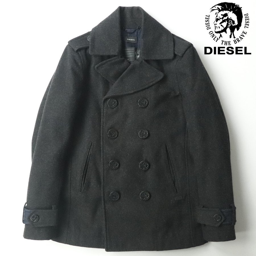 国内正規品 極美品トルコ製 DIESEL ディーゼル デニム切替 メルトンウール Pコート XS(JP:S)ピーコート ダブルブレスト【相場価格￥58,000-_画像1