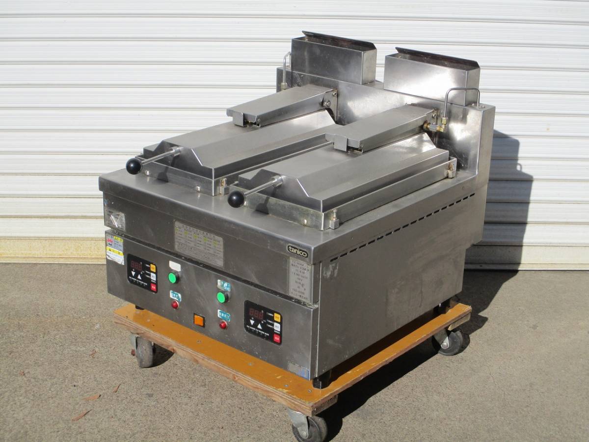 y2155-2 業務用 タニコー 卓上2連自動餃子焼器 TZ-60GF-3 2015年製 都市ガス・100V W600×D650(700)×H580 店舗用品