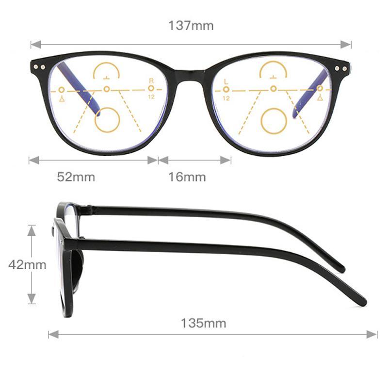 +2.5 遠近両用メガネ ブルーライトカット老眼鏡 シニア リーディンググラス メンズ レディース 男女兼用 ボストン クロスケース付 送料無料_画像5