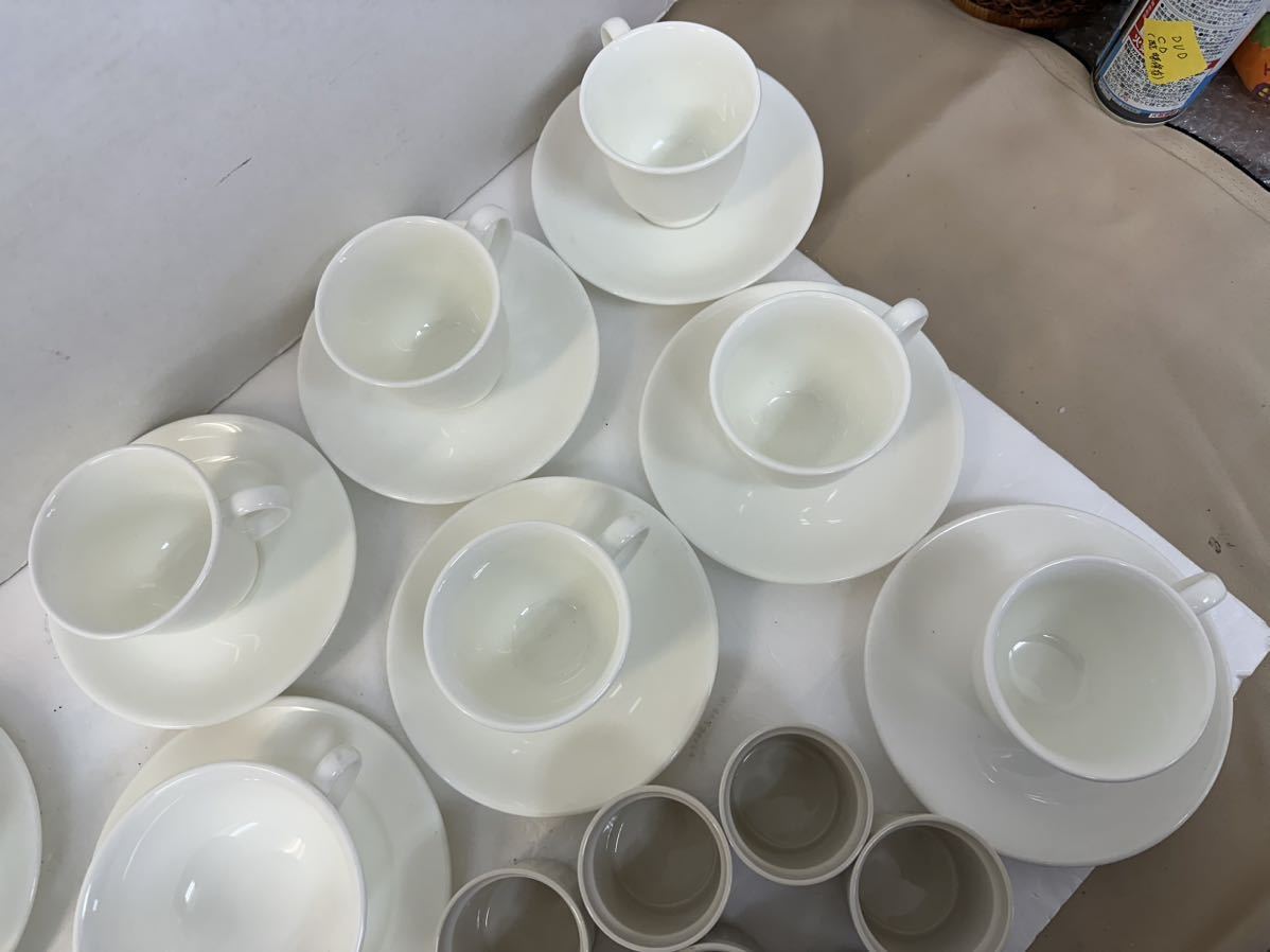 ゆ120★美品 未使用 保管品Noritake ノリタケ コーヒーカップ ティーカップ ホワイト 9691 スープ カップ＆ソーサー 食器 各6客 まとめて_画像3