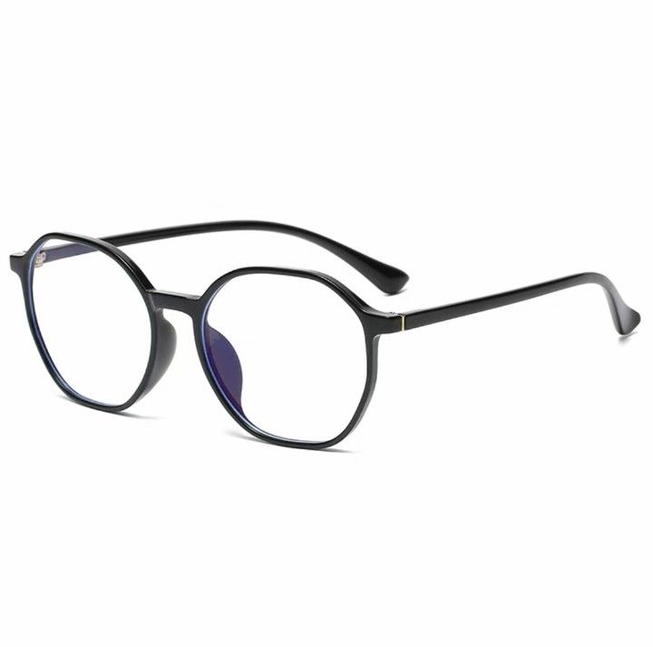 老眼鏡 +1.0 黒縁 多角形 シニアグラス ブラック レトロ  お洒落 ブルーライトカット 大きめ 
