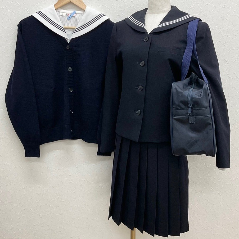 U446/S960(中古/箱)東京都 佼成学園女子高校 女子制服6点 /M/W69/ブレザー/カーディガン/セーラー/冬スカート/鞄/学生服/短期間着用品/_画像1