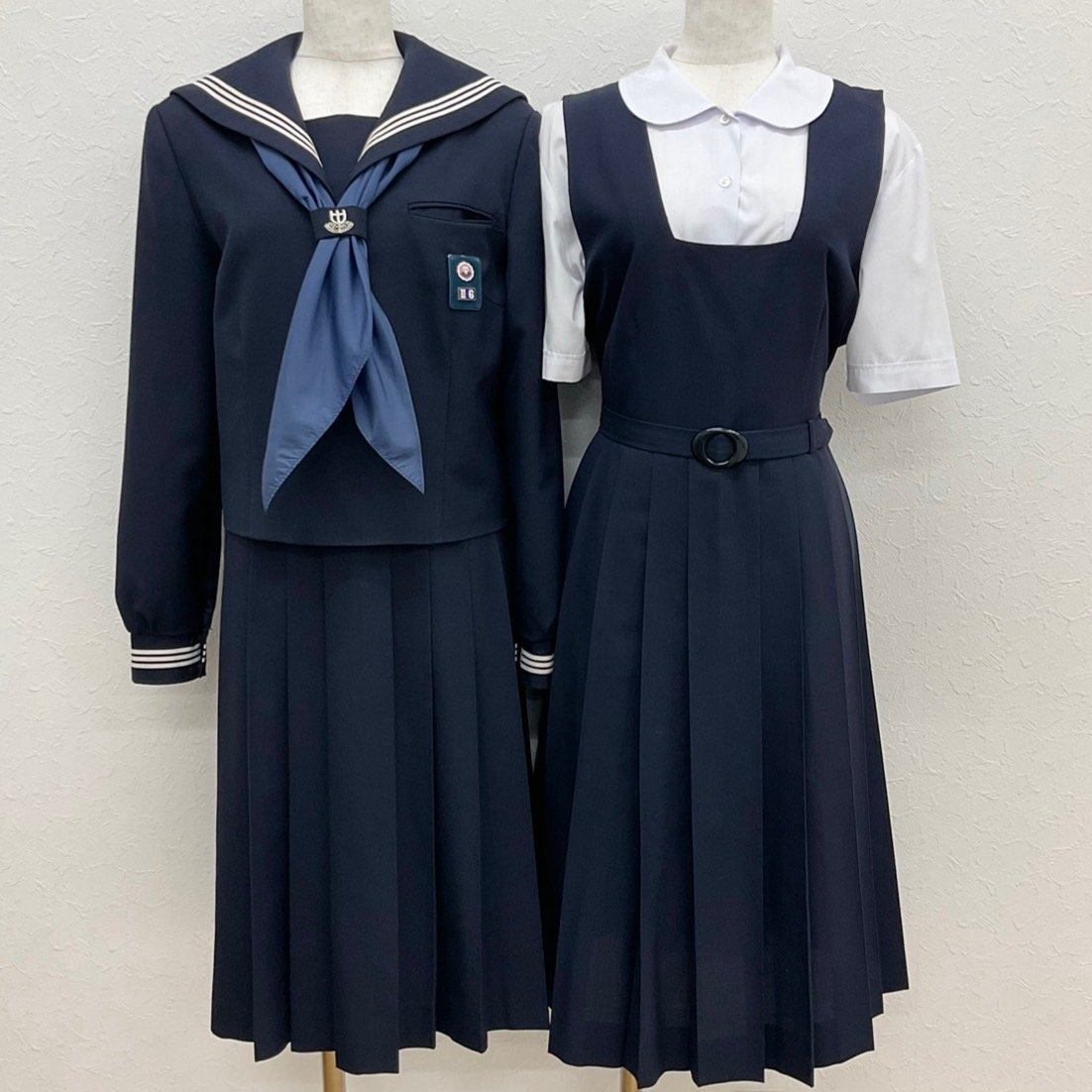 U450/S1055(中古)千葉県 松戸市立第六中学校 女子制服5点 /旧制服/校章付/170A/L/セーラー/ブラウス/ジャンパースカート/スカーフ/卒業生品_画像1