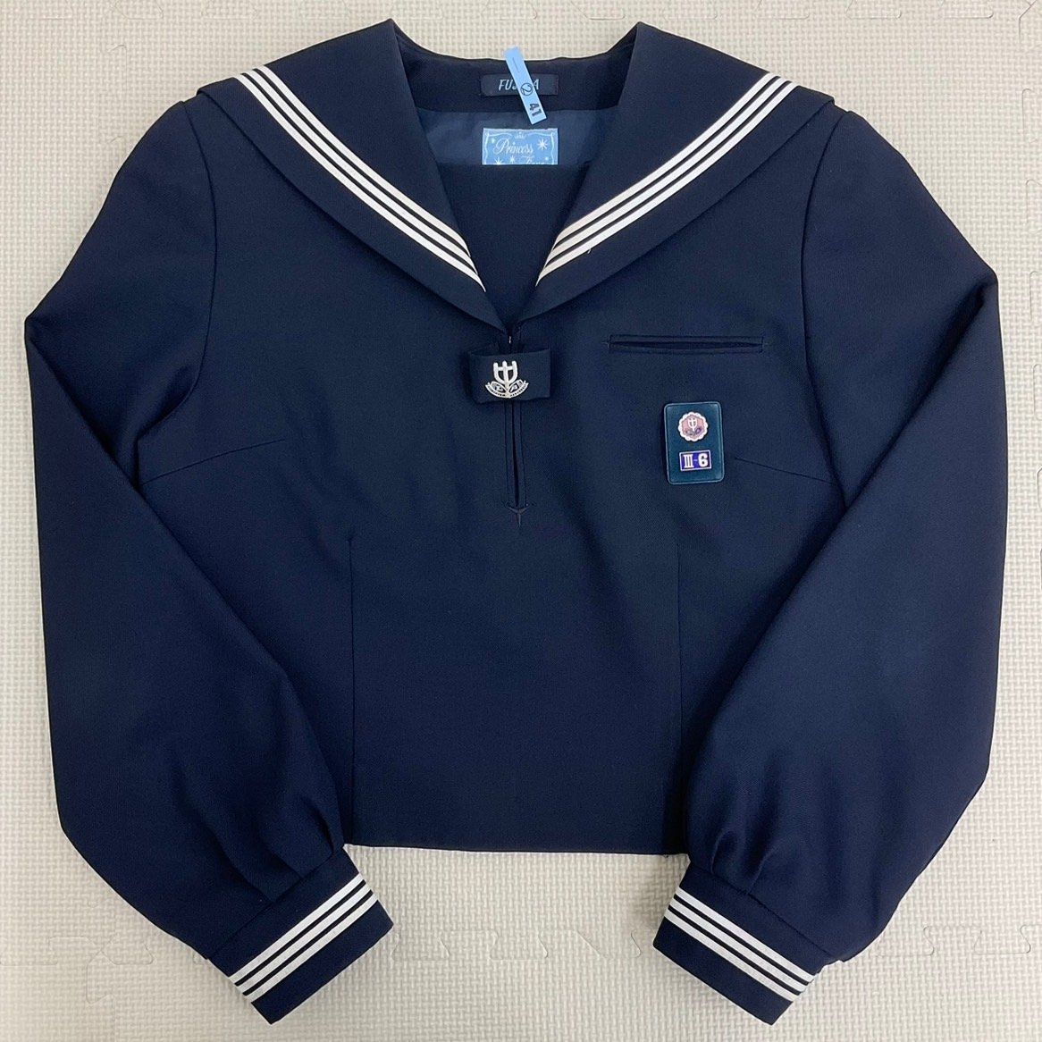 U450/S1055(中古)千葉県 松戸市立第六中学校 女子制服5点 /旧制服/校章付/170A/L/セーラー/ブラウス/ジャンパースカート/スカーフ/卒業生品_画像2