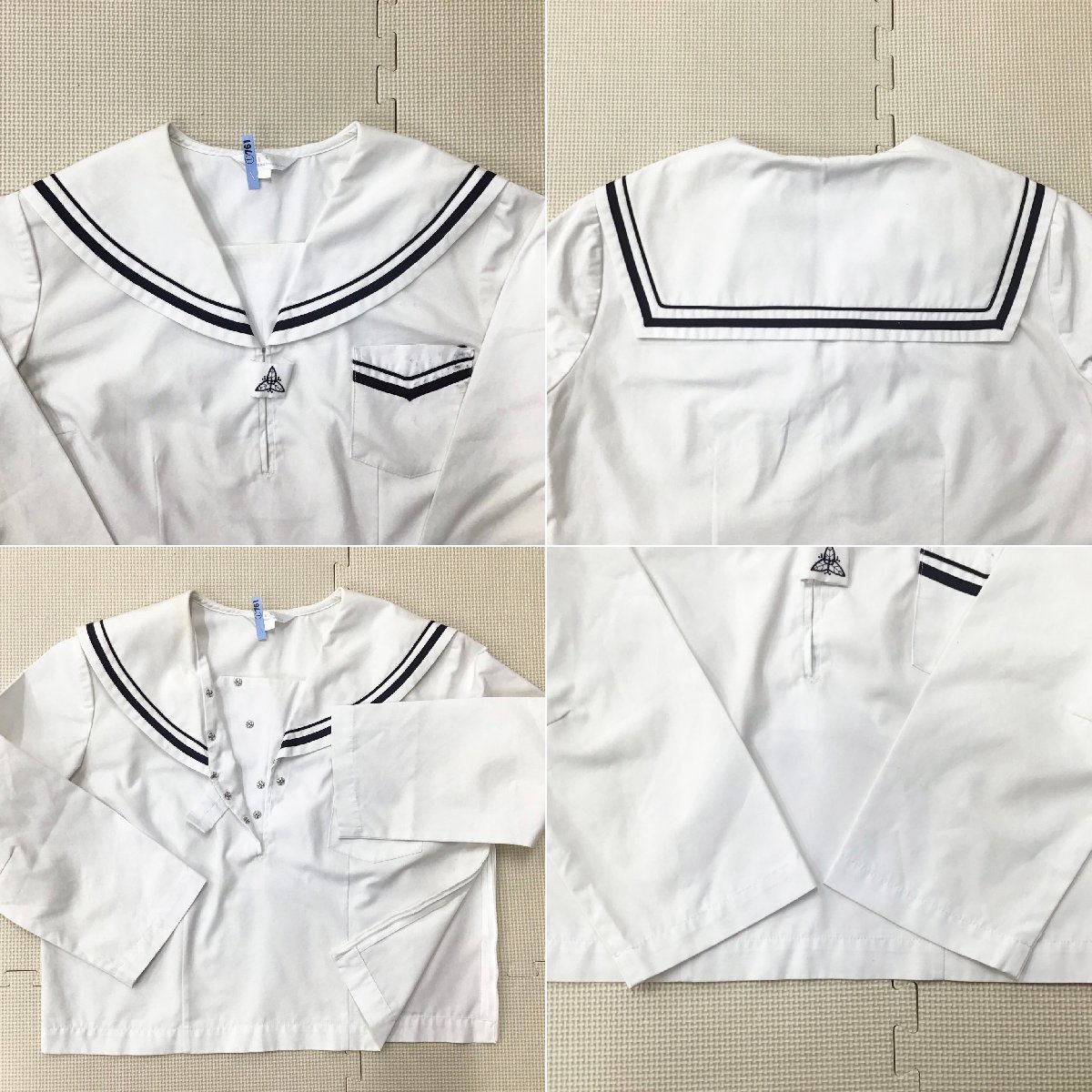 O498/Y(中古)福島県 安達中学校 女子制服2点 /LL/W69/丈69/親子紺2本/合服セーラー/夏スカート/白/紺/夏用/中学校/高校/女子学生/学生服_画像3