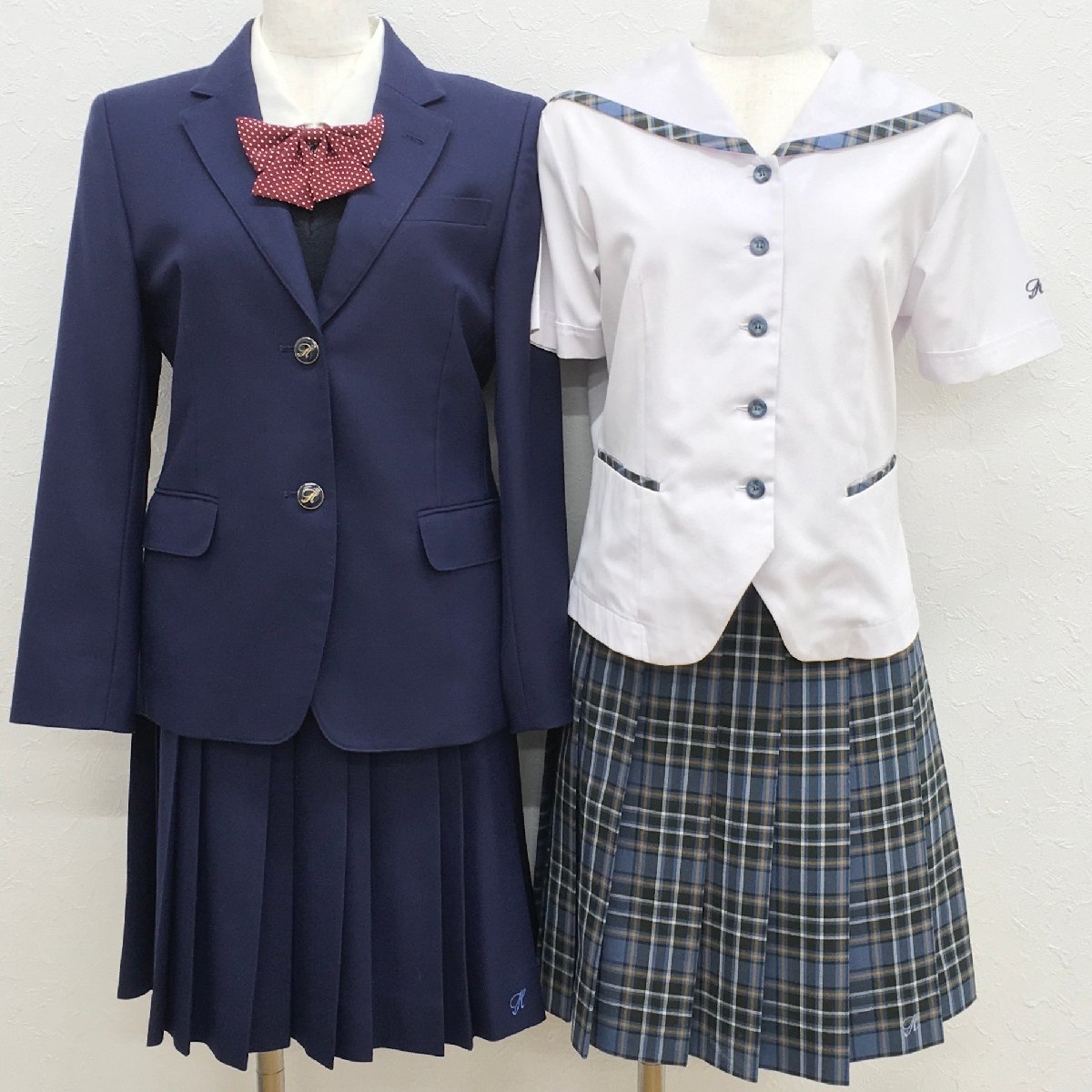 A542/S882(中古)福島県 保原高校 女子制服8点 /閉校/希少/S/M/W60/ブレザー/ベスト/ブラウス/セーラー/スカート/リボン/学生服/卒業生品_画像1