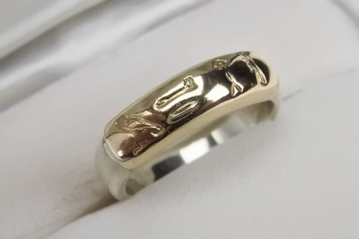 ☆☆☆ 昔の指輪 　シルバーとK14金イエローゴールド製　約11号　4.65ｇ　刻印あり　中古品現状品