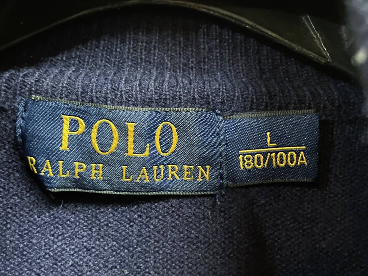 Lサイズ◆POLO RALPH LAUREN ラルフローレン ハーフジップ ワンポイント刺繍 ニット Navy ネイビー_画像5