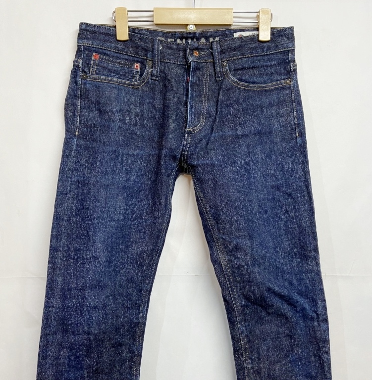 W31L32◆DENHAM デンハム RAZOR VISS SLIM FIT セルビッチ スキニーデニムパンツ インディゴ ストレッチ テーパード 赤耳 日本製の画像2