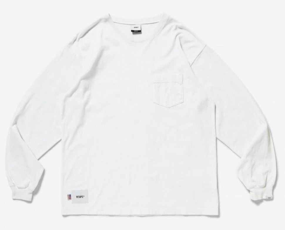 サイズ03◆WTAPS ダブルタップス BLANK LS 02 USA TEE 胸ポケット付き 長袖Tシャツ ホワイト 白 ロングスリーブ