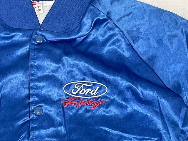 90's 米国製 MADE IN USA WHANG SPORTS APPAREL ナイロンジャケット スタジャン フォード Ford Racing ブルー XL [l-0887]_画像3