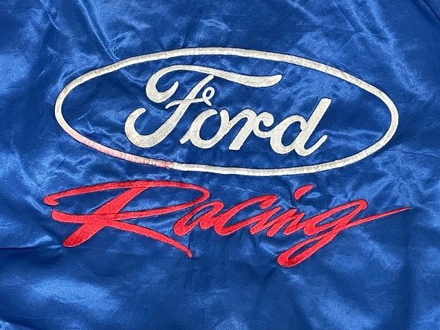 90's 米国製 MADE IN USA WHANG SPORTS APPAREL ナイロンジャケット スタジャン フォード Ford Racing ブルー XL [l-0887]_画像8