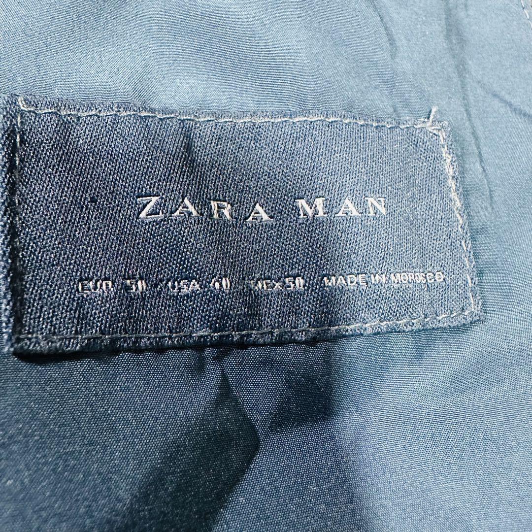 希少XL！ZARA MAN【洒脱な英国調】ボタニカル柄 花柄 ザラマン 総裏 チェック アンコン テーラードジャケット ブレザー グレー ネイビー_画像8