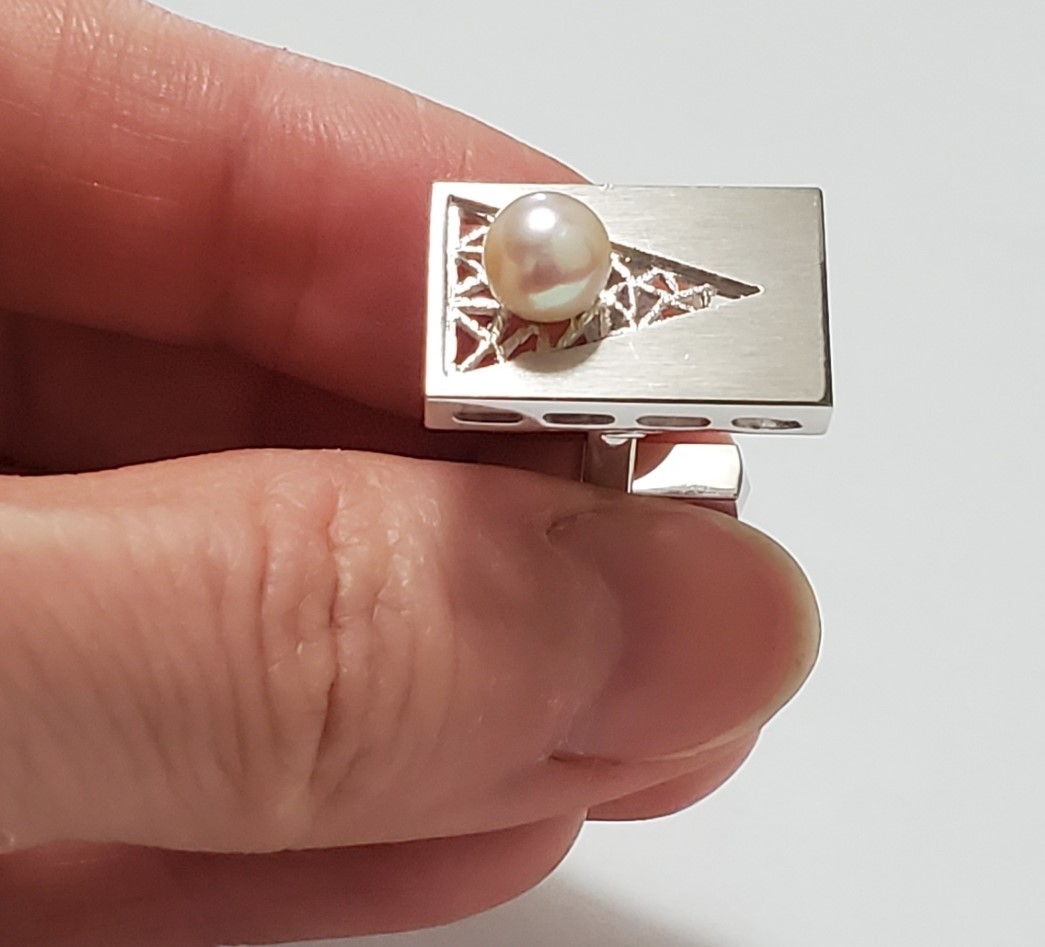 真珠 SILVER シルバー刻印あり カフスボタン  メンズ  9,4ｇ 美品の画像8