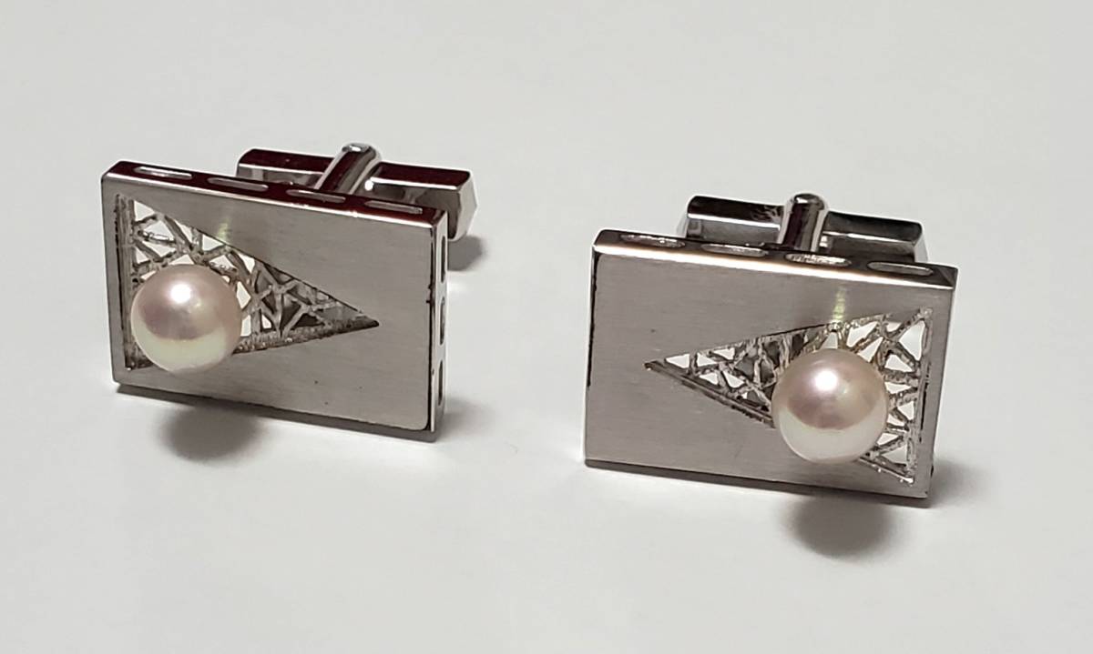 真珠 SILVER シルバー刻印あり カフスボタン  メンズ  9,4ｇ 美品の画像4