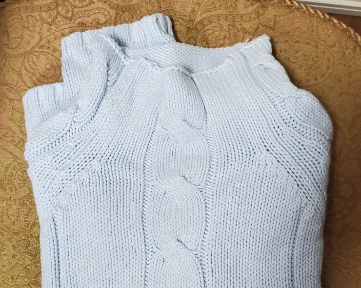 綿60％　セーター　ニット　長袖　女性用　M　水色　きれいめ_画像6