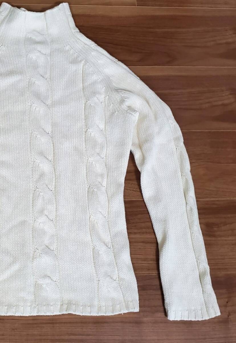 綿60％　セーター　ニット　長袖　女性用　M　オフホワイト　きれいめ_画像4