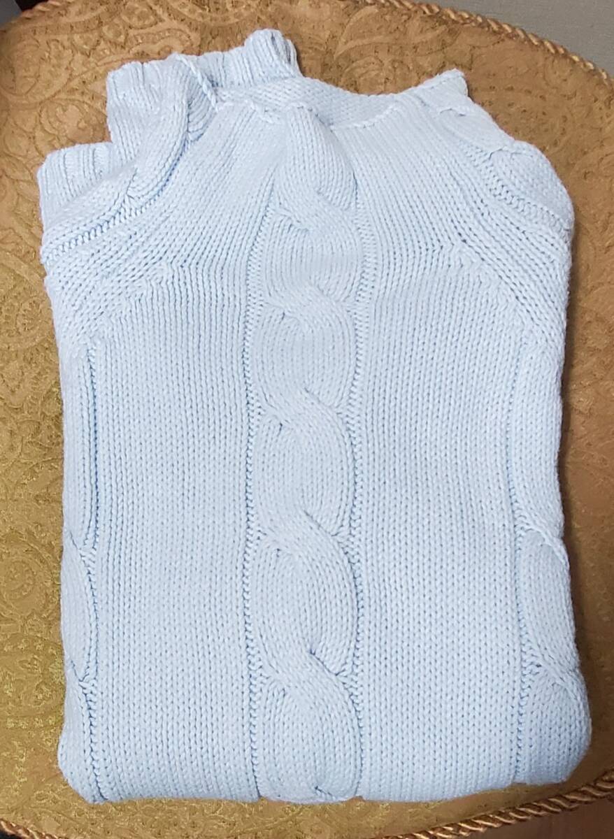 綿60％　セーター　ニット　長袖　女性用　M　水色　きれいめ_画像5