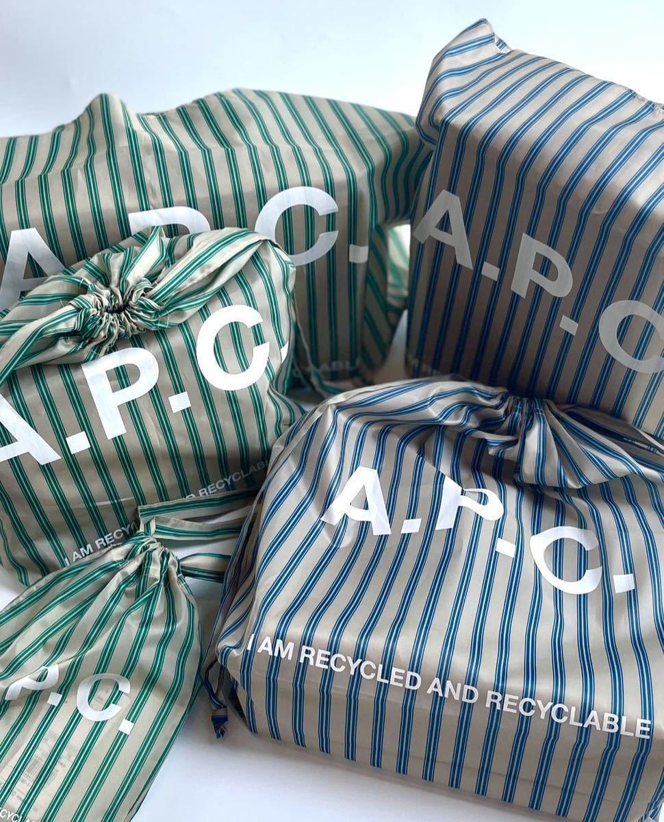 新品 正規品 A.P.C. ショッピングバッグ 63cm × 39cm × 14cm ブルー トートバッグ エコ ショッパー ストライプ APC アーペーセー @b129_画像3